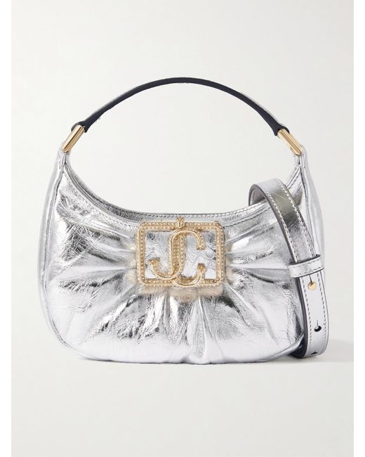 Jimmy Choo Metallic Edie Mini Schultertasche Aus Satin Mit Verzierungen