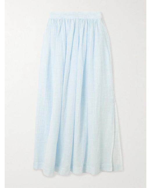 Lemlem Blue Freye Cotton Midi Skirt