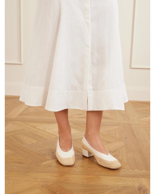 Gabriela Hearst Natural Strength 40 Suede-Trimmed Raffia Pumps