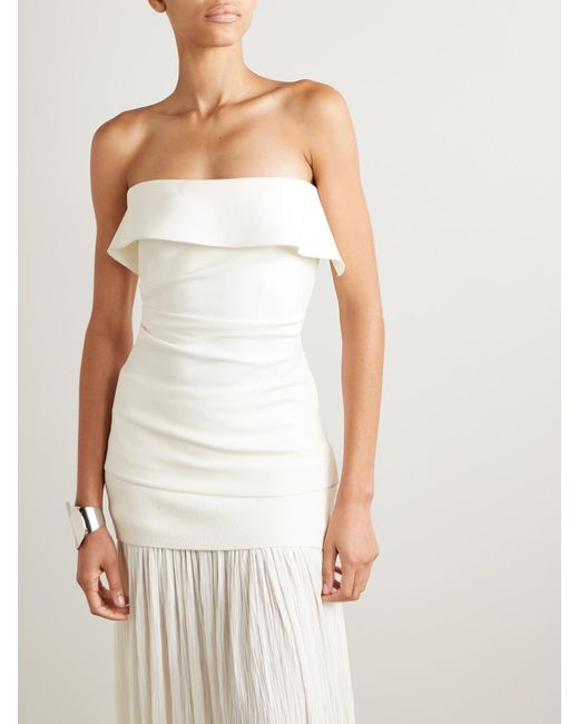 Proenza Schouler White Felicity Strapless Layered Ruched Crepe Top