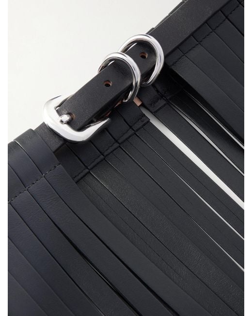 DEHANCHE Black Fringed Leather Belt