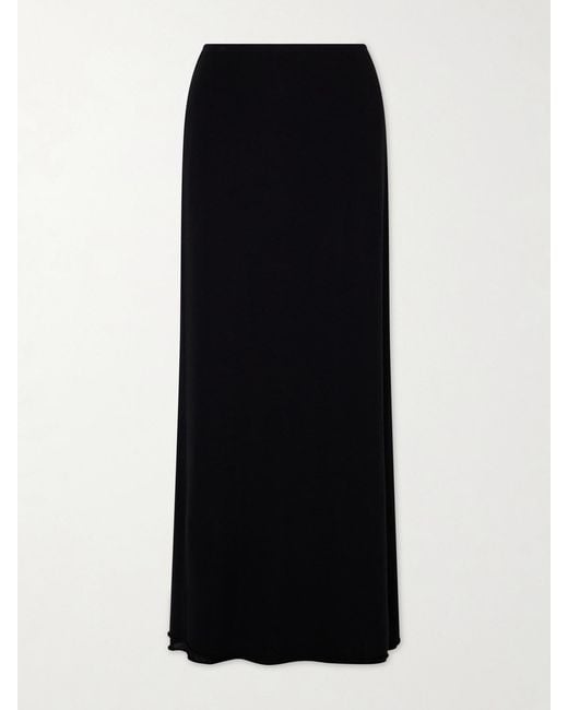 Colleen Allen Black Stretch Tencel Modal, Silk And Cashmere-Blend Maxi Skirt