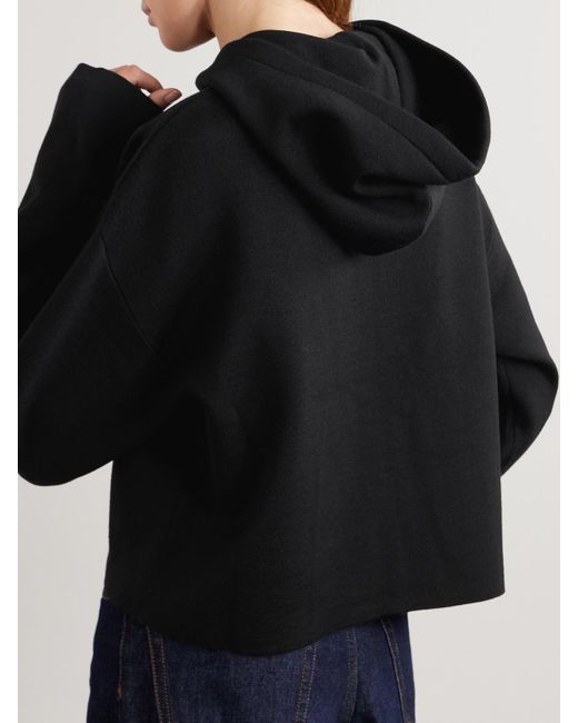 Loewe Black Leather-Trimmed Wool-Blend Hoodie