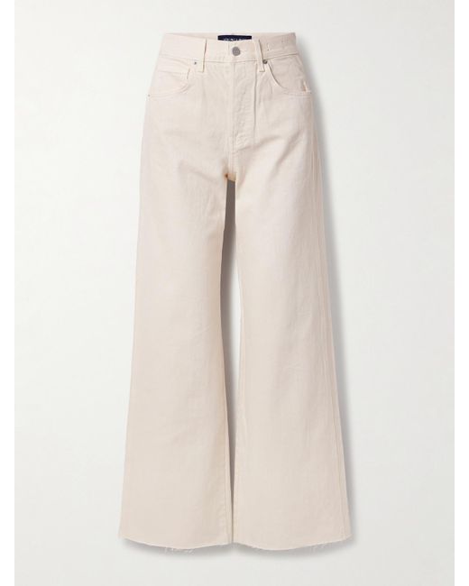 Veronica Beard Natural Taylor Frayed High-Rise Wide-Leg Jeans