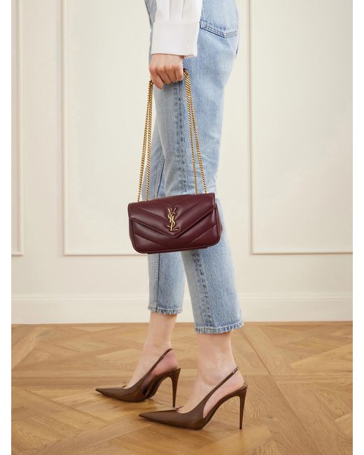 Saint Laurent Purple Loulou Mini Matelassé Leather Shoulder Bag