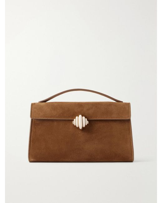 Aquazzura Brown Alex Suede Clutch Bag