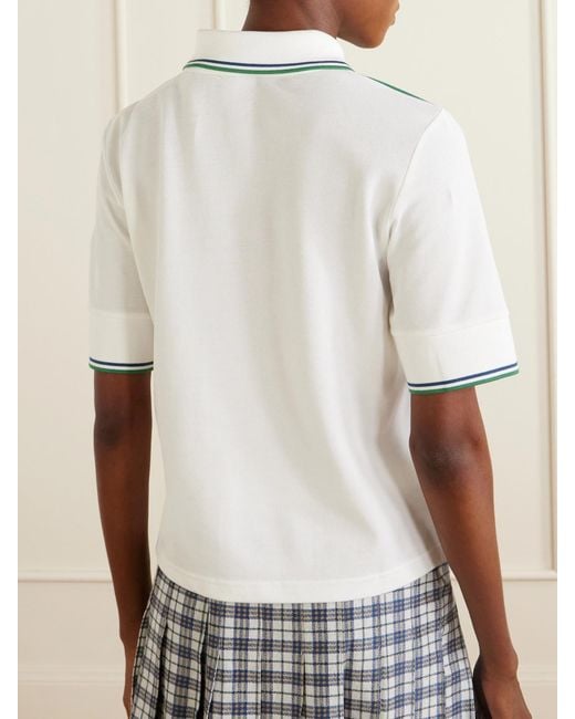 Burberry Gray Logo-Embroidered Cotton-Blend Piqué Polo Shirt