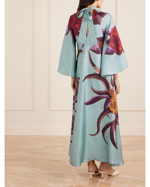 LaDoubleJ White Magnifico Printed Silk Maxi Dress