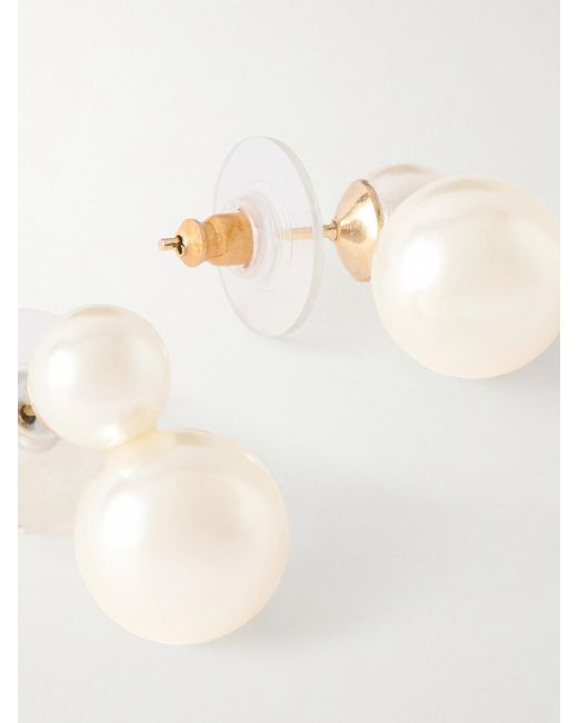 Jennifer Behr White Iris-Tone Pearl-Like Earrings