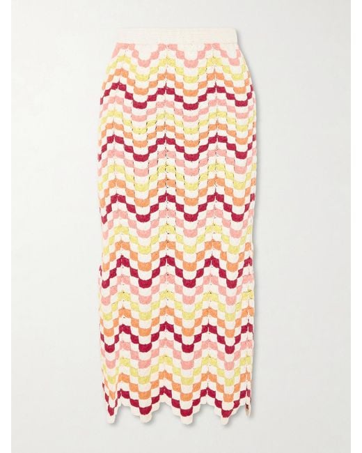 Escvdo Pink Safi Crocheted Cotton Midi Skirt