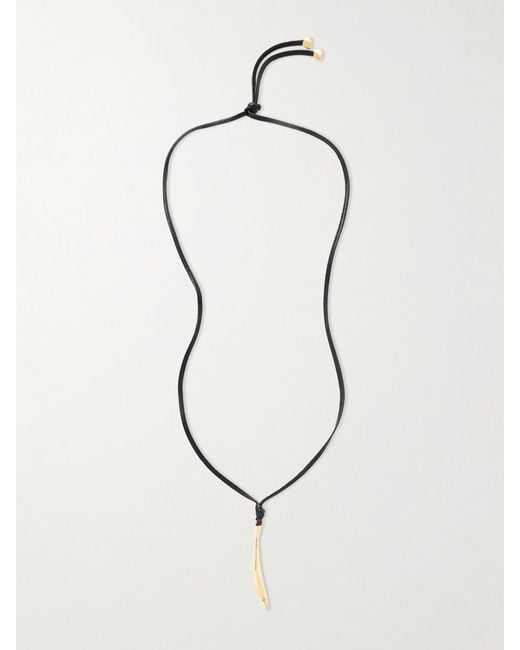 Bottega Veneta Black Plated And Leather Necklace