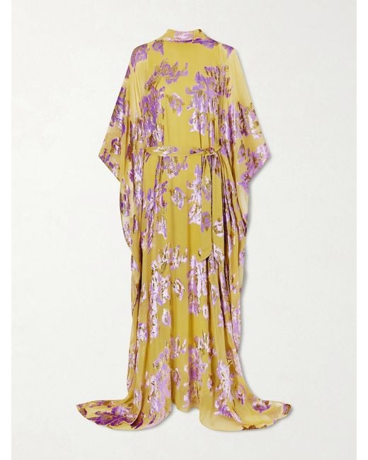 ‎Taller Marmo Metallic Leonor Embellished Floral Devoré-Velvet Silk Gown