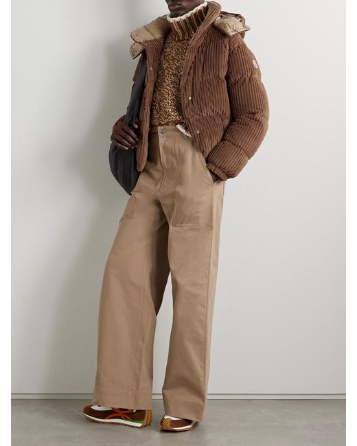 Moncler Brown Daos Hooded Padded Quilted Corduroy Down Jacket