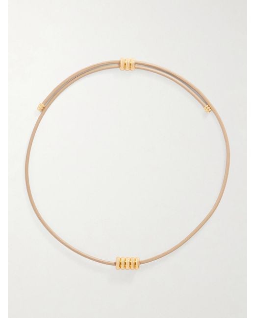 DEHANCHE Natural Hollyhock Beaded-Toned Leather Necklace