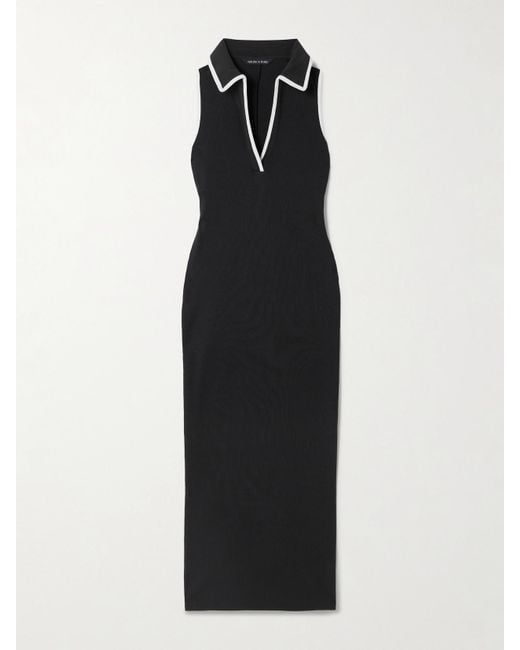 Veronica Beard Black Darien Midikleid Aus Gerippter Stretch-Pima-Baumwolle