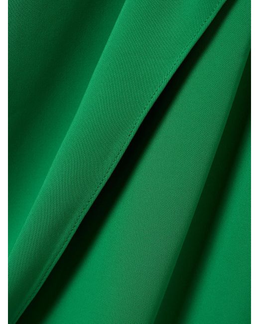 Oscar de la Renta Green One-Shoulder Embellished Draped Cady Gown