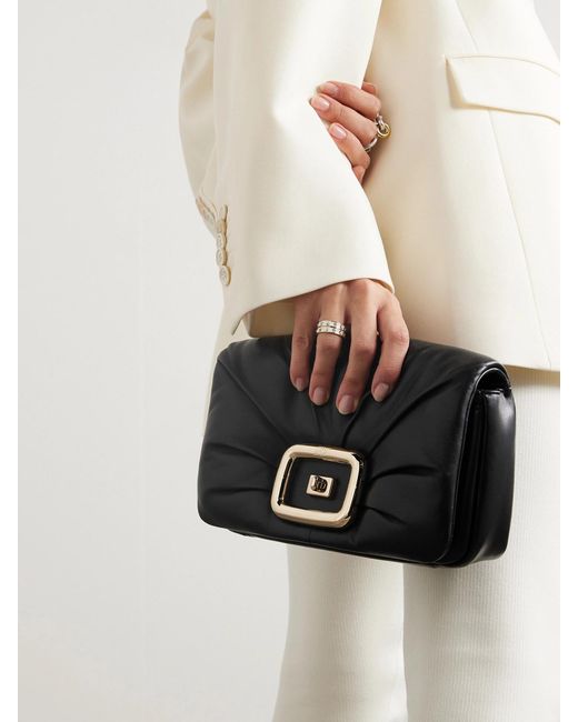 Roger Vivier Black Vic' Choc Me Padded Leather Shoulder Bag