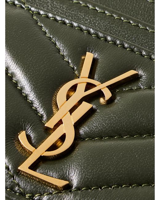 Saint Laurent Green Cassandre Kartenetui Aus Matelassé-Leder