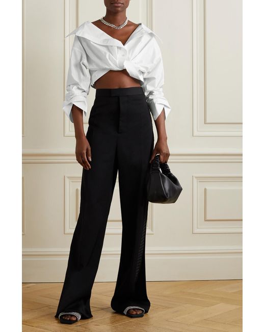 Alexander Wang Cropped Cotton-Poplin Wrap Shirt