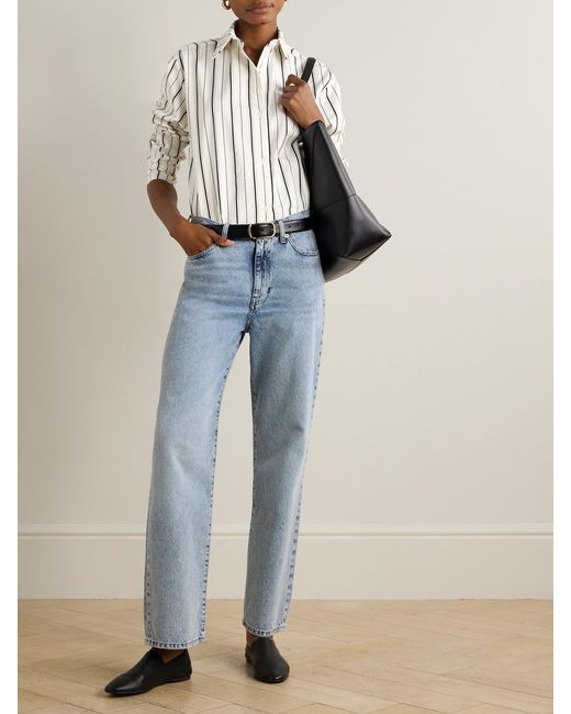 TOVE White Damita Striped Cotton-Poplin Shirt