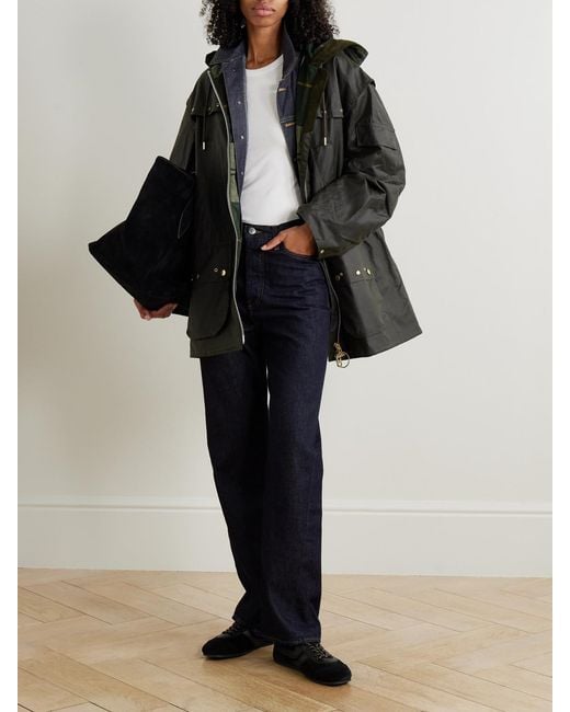 Barbour Black Aberford Hooded Waxed-Cotton Jacket