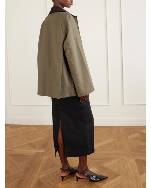 Totême Natural Corduroy-Trimmed Cotton-Gabardine Coat