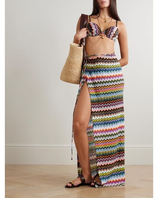 Missoni Multicolor Mare Striped Metallic Crochet-Knit Maxi Wrap Skirt