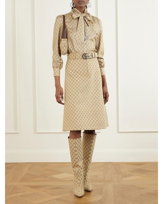 Gucci Natural Canvas-Jacquard Skirt