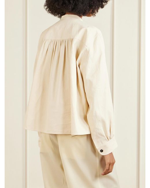 Jil Sander Natural Pleated Linen Shirt