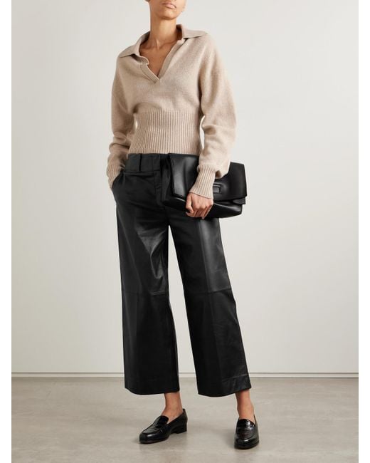 Proenza Schouler Black Noland Leather Wide-Leg Pants