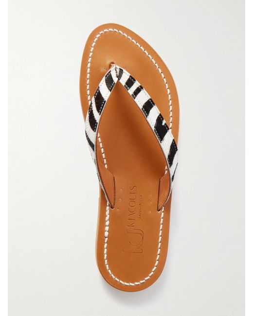 K. Jacques Multicolor Torino Zebra-Print Goat Hair Flip Flops