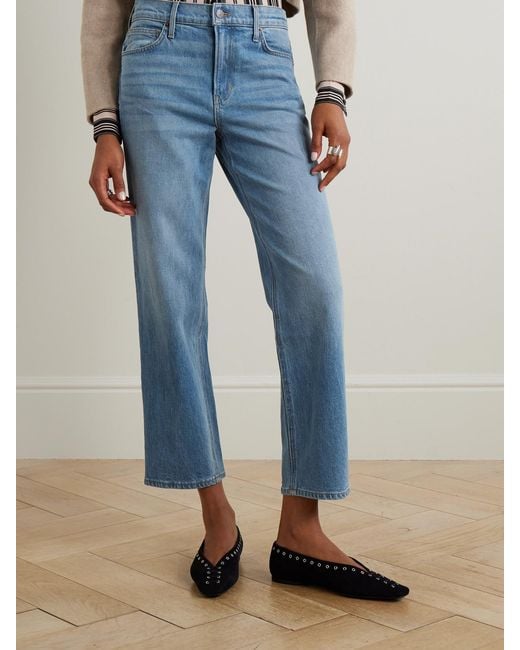 Veronica Beard Blue Leah Mid-Rise Straight-Leg Jeans