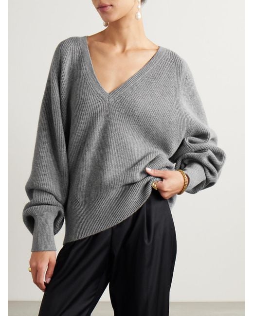 Sa Su Phi Gray Merino Wool And Cashmere-Blend Sweater