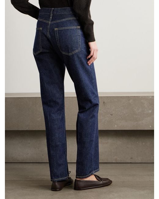 FRAME Blue The Vertical High-Rise Straight-Leg Jeans