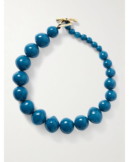 Dinosaur Designs Blue Boulder Beads Resin Necklace