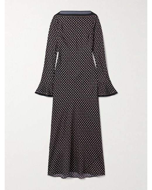 Doen Black Davina Midikleid Aus Twill Aus Einer Seidenmischung Mit Paisley-Muster