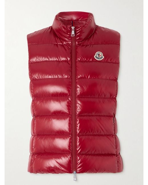 Moncler Red Ghany Quilted Shell Down Vest