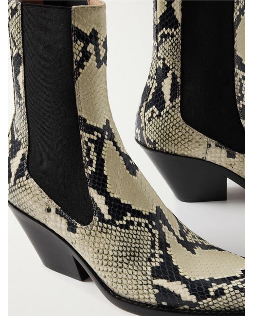 Khaite Black Austin Snake-Effect Leather Ankle Boots