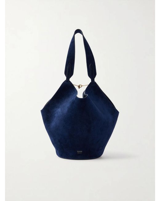 Khaite Blue Lotus Suede Shoulder Bag