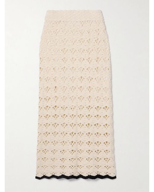 Zimmermann Natural Rhiannon Crocheted Cotton Midi Skirt