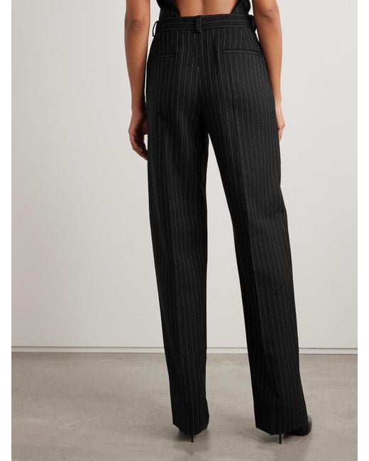 Wardrobe NYC Black Pinstriped Wool-Twill Straight-Leg Pants