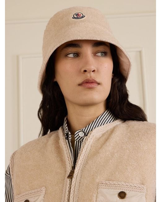 Moncler Natural Embroidered Fleece Bucket Hat