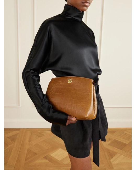 Liffner Natural Pushlock Croc-Effect Leather Clutch