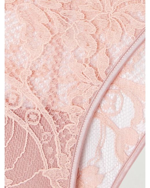 Culotte En Dentelle De Coton Mélangé Biologique À Finitions En Satin De Soie Stretch Camille Kiki de Montparnasse en coloris Pink