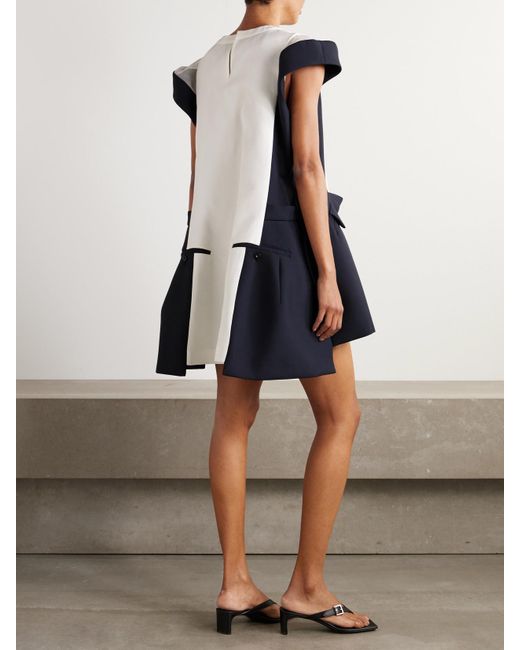 Sacai Canvas And Chiffon-Paneled Silk And Cotton-Blend Mini
