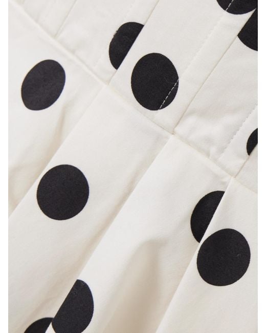 Rebecca Vallance White Maisie Pleated Polka-Dot Cotton-Blend Poplin Mini Dress