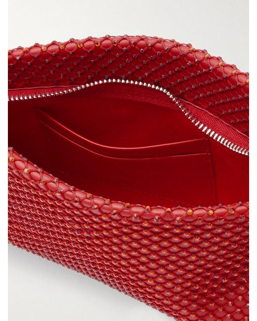 Christian Louboutin Red Loubitwist Clutch Aus Leder Mit Kristallen
