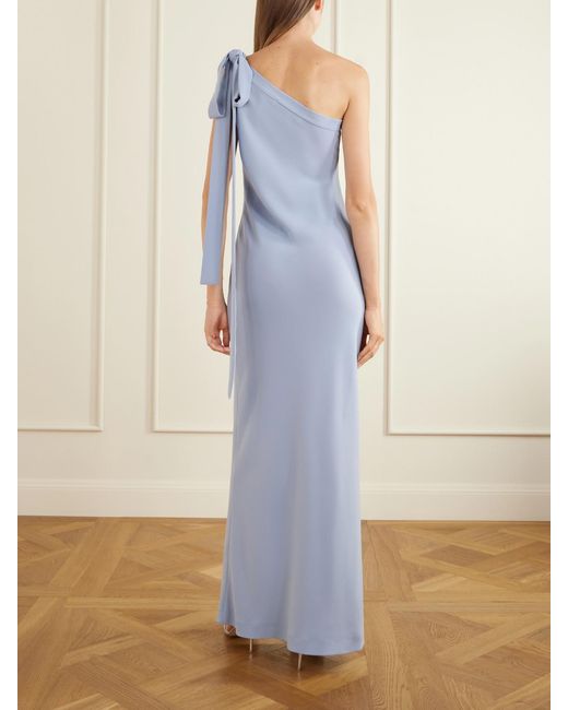 BERNADETTE White Alexander One-Shoulder Bow-Detailed Crepe Gown