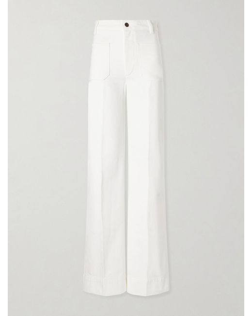 Victoria Beckham White Alina High-Rise Wide-Leg Jeans