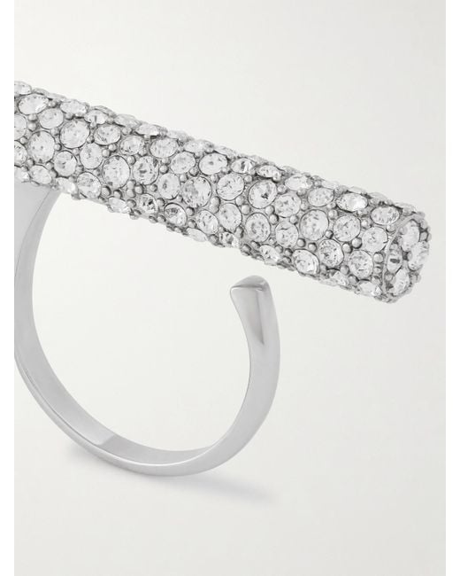 Alexander McQueen Metallic T-Bar-Tone Crystal Ring
